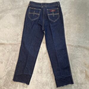 Vintage Jordache J9 Jeans Size 32L *27x26.5 Horse Head Straight Raw Hem Dark 80s